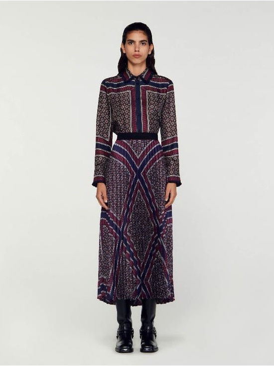 Sandro Dresses & Skirts - long printed pleated skirt (Jupe longue plissée imprimée)by sandro burgundy navy